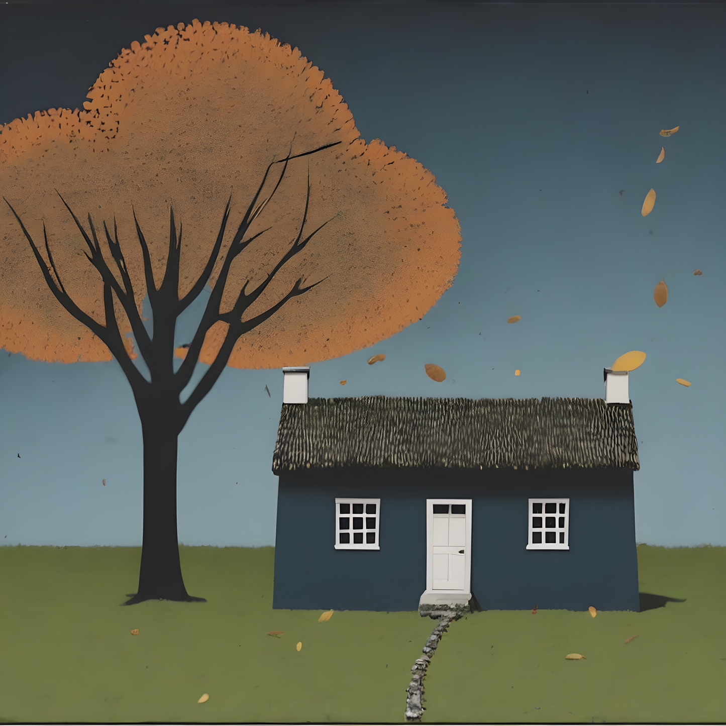 'Autumn' - Contemporary Wall Art Featuring British Cottage Architecture