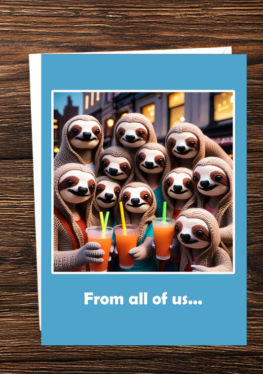 Leaving card |Friendship Card | Card for Her | Card for Him | Just Because | Positivity Card | From All of Us | Sloth Card