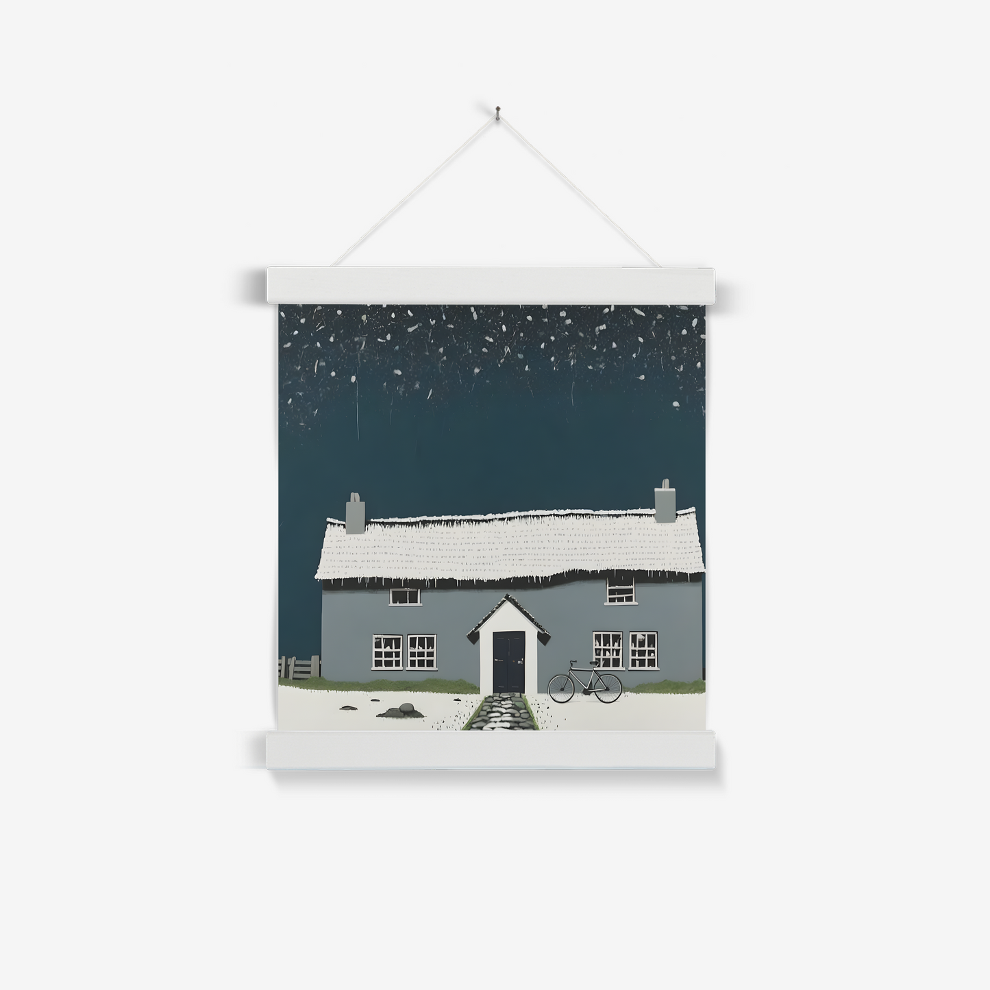 'Winter' - Contemporary Wall Art Featuring British Cottage Architecture