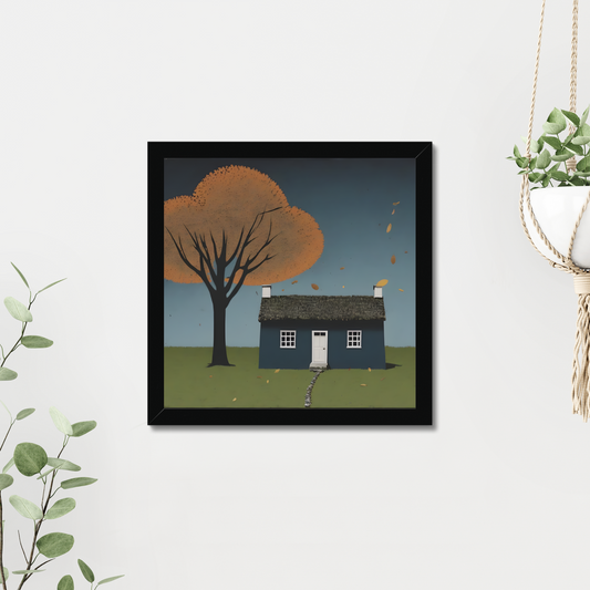 'Autumn' - Contemporary Wall Art Featuring British Cottage Architecture