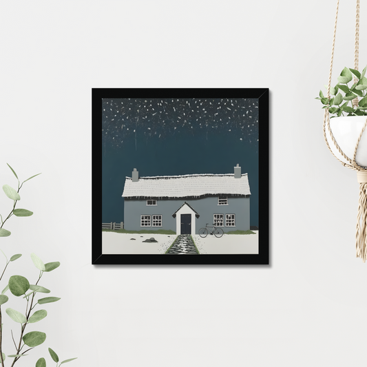 'Winter' - Contemporary Wall Art Featuring British Cottage Architecture