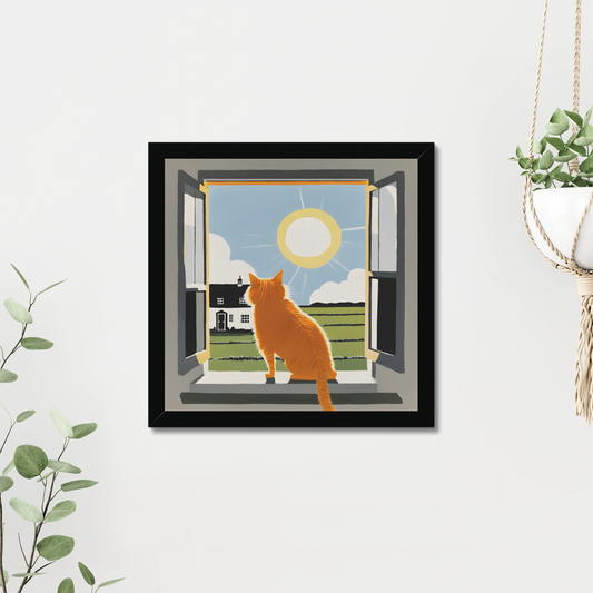 'Orange Cat in Summer' - Contemporary Wall Art Featuring a Big Orange Cat