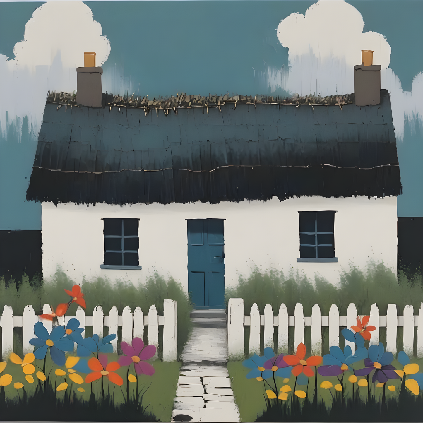 'Spring' - Contemporary Wall Art Featuring British Cottage Architecture