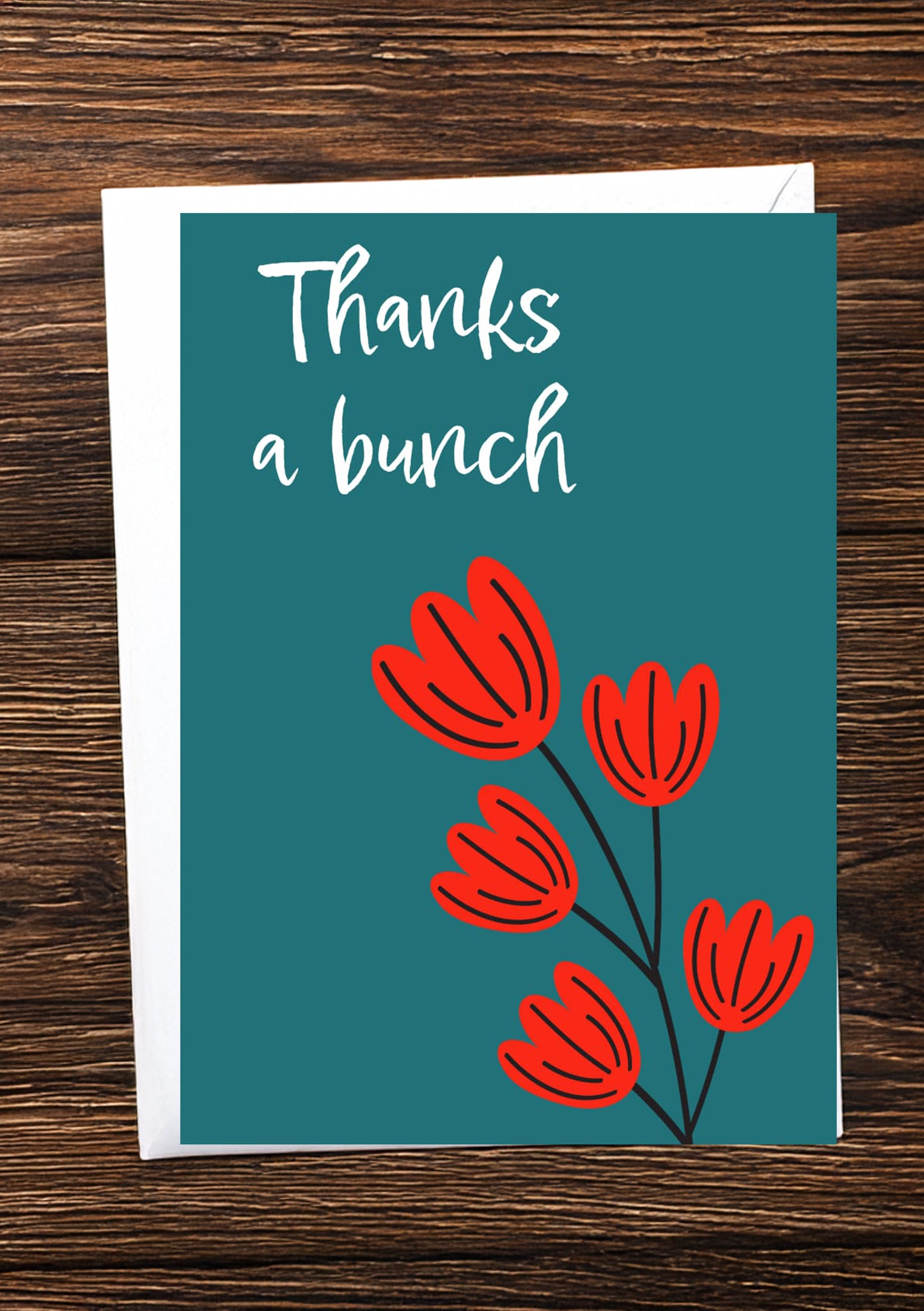 Thank you card with flowers on the front