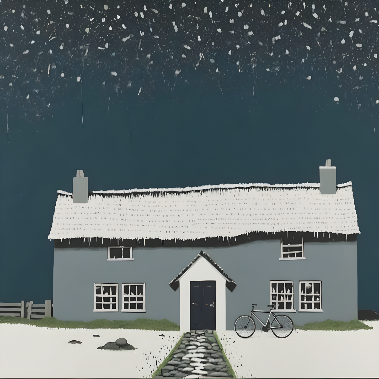 'Winter' - Contemporary Wall Art Featuring British Cottage Architecture